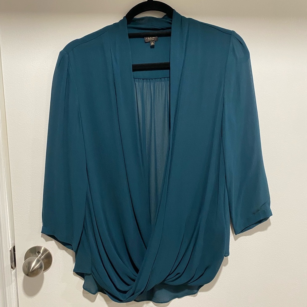 Babaton Deep Teal Draped Blouse
